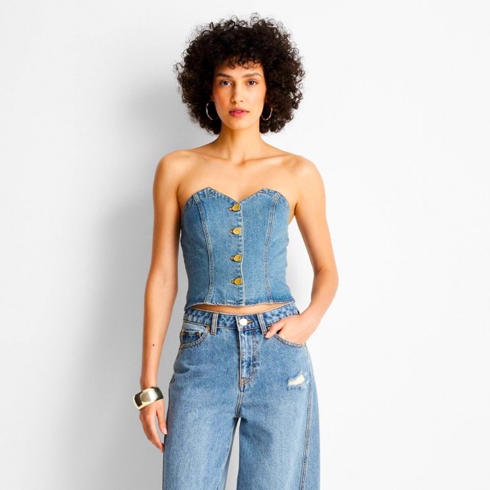 Women’s Button-Front Denim Corset - Future Collective - Jeneé Naylor - Size M